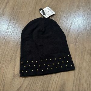Black beanie with gold studs